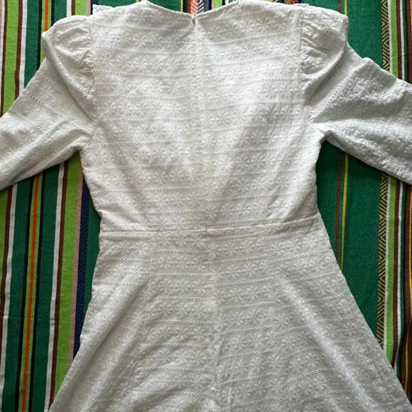 Revolve Likely "Emelynn" daisy eyelet ruffle babydoll mini dress in white size 6 - Picture 12 of 13